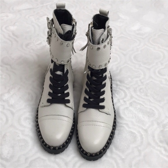 Sam Edelman 5 white Jennifer studded combat boot - Picture 5 of 14
